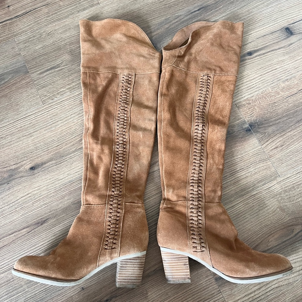Over the knee brown boots